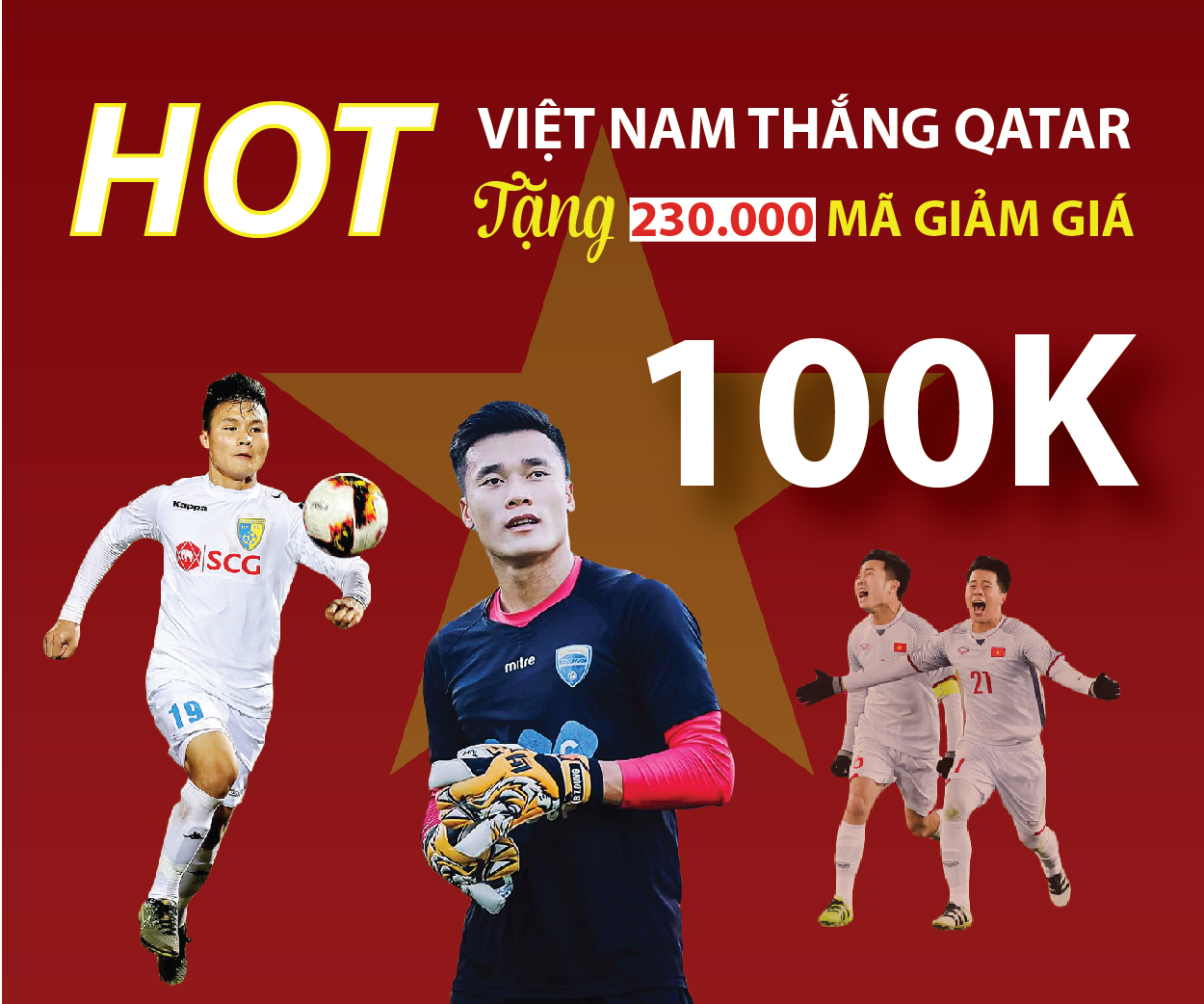 Mừng U23 Việt Nam vào chung kết U23 Châu Á tặng voucher khủng
